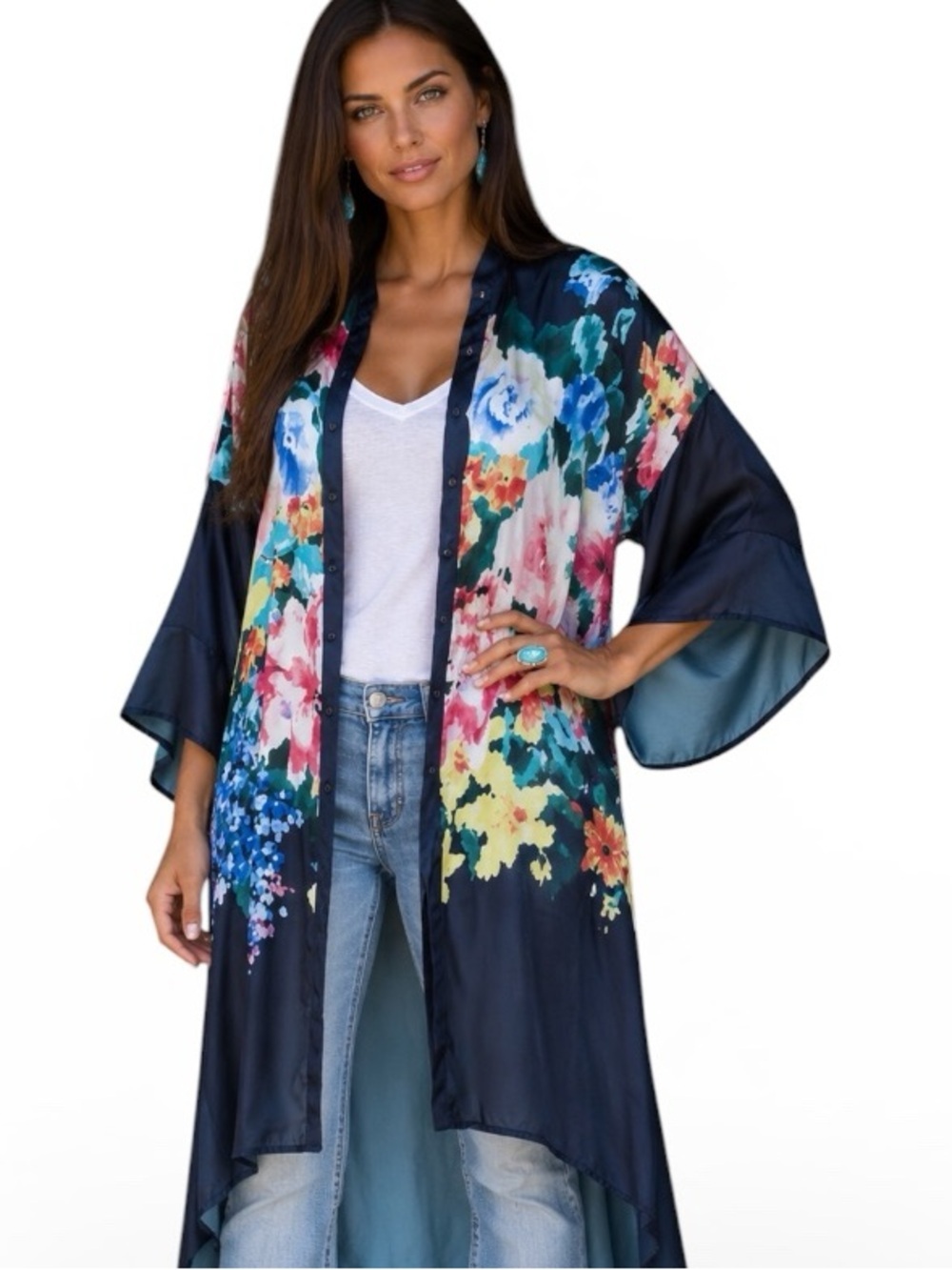Johnny Was silk “Malana” Button-Front Long Tunic/Dress NWT RARE (oversized)